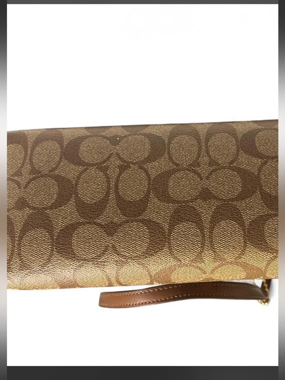 Coach NWT Signature Canvas Zip Top Tote Bag in the color Khaki/Saddle